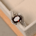 thumbnail image 3 of Unique Oval Cut Red Garnet Curved Ring in 925 Sterling Silver - January Birthstone - Proposal Ring For Her, 3 of 6
