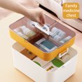 thumbnail image 3 of Medicine Box 2 Layers Storage Large Capacity Containers Chest Medical Transparent Household Health Care Survival with Handle Yellow, 3 of 9