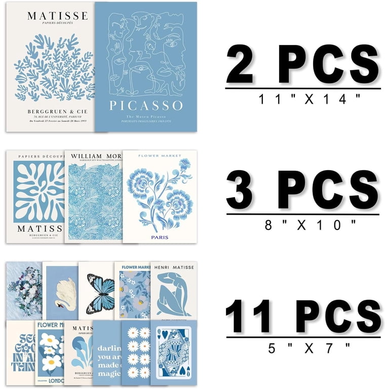 FUQWZ Ocean Matisse Wall Art Set Of 4 - 8x10 Inch Unframed Prints, Blue & Pink, Minimalist Coastal Decor 2 thumbnail image