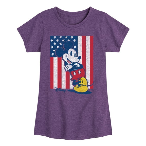 Disney - Americana - Mickey Vertical American Flag - Toddler And Youth Girls Short Sleeve Graphic T-Shirt