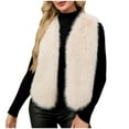 thumbnail image 2 of AUNVITO Women Sleeveless Faux Fur Vest Solid Color V-Neck Thermal Warm Winter Coat Jacket No Sleeve Outerwear, 2 of 9
