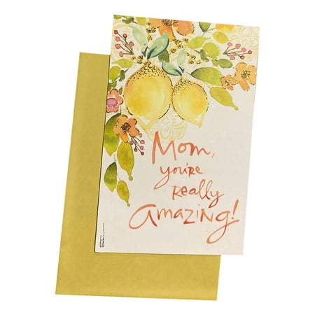 Mother's Day Greeting Card - Mom You're Really Amazing!, mom, glitter, with fruit, flower,leaves, glitter