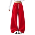 thumbnail image 2 of WULMLEO Wide Leg Sweatpants Women Baggy Elastic High Waisted Lounge Pants 2026 0versized Soft Relaxed Fit Workout Trousers with Pockets Red M, 2 of 9