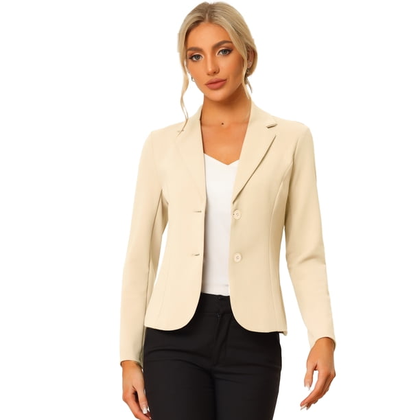 AllegK ChaqueDe Traje De ChaqueElástiCon Cuello De SolaPaOficiDe Trabajo PaMujer Beige L