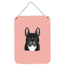 Caroline's Treasures BB1227DS1216 Checkerboard Pink French Bulldog Wall or Door Hanging Prints, 12x16, multicolor