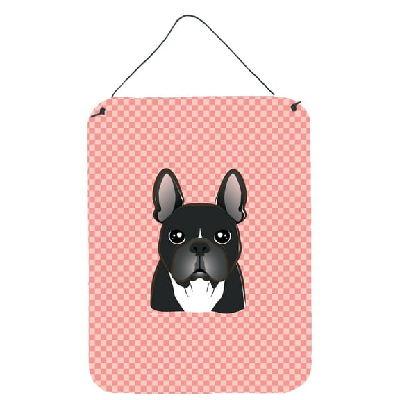 Caroline's Treasures BB1227DS1216 Checkerboard Pink French Bulldog Wall or Door Hanging Prints, 12x16, multicolor