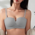 thumbnail image 2 of New summer arrivals SMihono Seamless Strapless Bra Push Up, Beauty Back Smoothing Underwire Lightly Lined Cups Bras for Women Blue S, 2 of 9