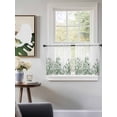 thumbnail image 3 of Wildflower Leaf Tier Curtains 24 Inch Length,Sheer Curtains for Bedroom Living Room Window Green Floral Botanical White Watercolor Small Half Window Kitchen Curtains & Drapes 27.5"x24" 2 Panels, 3 of 6
