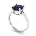 thumbnail image 2 of 2.5ct Oval Cut Blue Sapphire 18k White Gold Engraving Statement Bridal Wedding Solitaire Designer Ring Size 7, 2 of 5