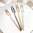 thumbnail image 4 of 18/8 Stainless Steel Modern Thicken 5.5-Inch Golden Mini Fruit Appetizer Forks and Dessert Spoons Set (4 Forks + 4 Spoons), 4 of 6
