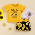 thumbnail image 2 of Sinhoon Kids Baby Girl Floral Outfits Letter Print Short Sleeve Shirt Floral Shorts 2PCS Summer Clothes, 2 of 7