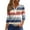 Light pink, variant on Women's Floral Stripe Print V-Neck Decorative Button 3/4 Sleeve T-Shirt, Ladies Casual Fashion Top for Weekend Wear, Comfortable Blouse with Stylish Design,Blue L