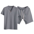thumbnail image 2 of Vedolay Mens 2 Piece O-Neck Short Sleeve Tee Shirts and Fit Sport Shorts Set,Grey XXL, 2 of 3