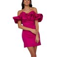 thumbnail image 1 of VISgogo, vestido de tubo de verano para mujer, minivestido ajustado con hombros descubiertos y volantes de Color sólido para mujer VISgogo  moda, 1 of 9