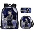 thumbnail image 1 of Wednesday Addams Backpack Three-piece Set Student School Bag Canvas Bag V, 1 of 4