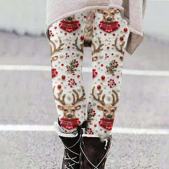 Elvqul Leggings for Women Tight Pants Stretch Printed Fashion High Waist Juniors Yoga Pants