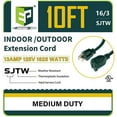 thumbnail image 2 of EP 10 Ft Green 16/3 SJTW Extension Cord - Outdoor/Indoor Durable Electrical Cable, 2 of 7