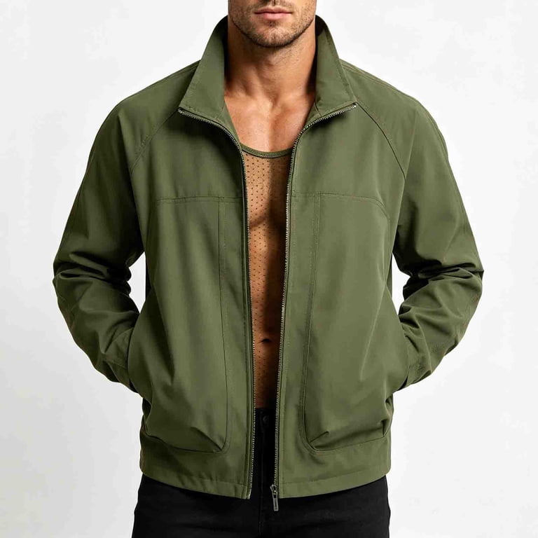 ju樣XL JUUYY Men's Outdoor Jacket Casual Lightweight Full Zip Stand