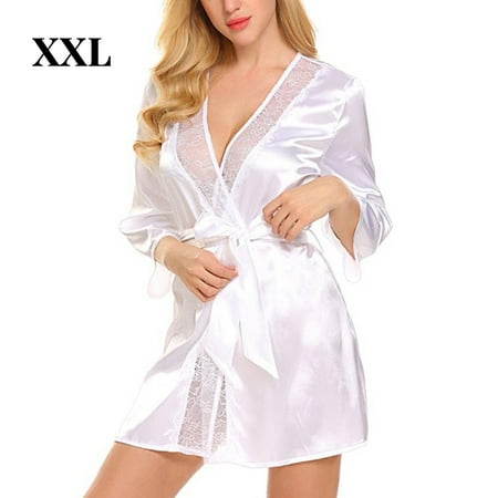 

TureClos Nightdress Women Girls Lace Bathrobe Nightgown Dress Sleepwear