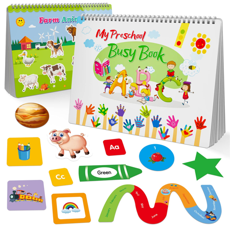 Toddler Toys for 1-4 Year Old Boys Girls,Busy Book Montessori Toys for 1-4 Year Old Boys Girls Gifts Age 2-4,Preschool Learning Toys for Toddler 1-3,Busy Board Toddler Activity Books for 1-3 Year Old