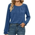 thumbnail image 2 of Tawop Chemises pour Femmes Blouses pour Femmes Col Rond Manches Longues T-Shirts Décontractés Coupe Ample Hiver Automne Bleu TTG, 2 of 3