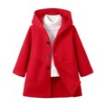 thumbnail image 3 of OJSFQUFP Boys' Hooded Single Breasted Solid Color Elegant Coat Versatile Wool Trench Coat for Toddlers and Preschoolers, 3 of 8