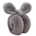 thumbnail image 2 of YAOBAMM Solid Color Earmuffs Women Winter Earmuffs Soft Furry Sequin Rabbit Ear Shape Foldable Warm Covers Adjustable Outdoor Ear Warmers, 2 of 7