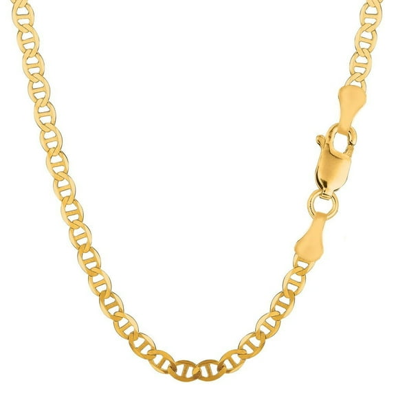 The Diamond Deal Unisex 14K SOLID Yellow Gold 4.5mm |18'' Shiny Mens Mariner-Link Chain Necklace