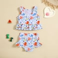 thumbnail image 6 of Girls One Piece Swimsuits Toddler Baby Summer Girls Bowknot Cartoon Fish Printed Ruffles Two Piece Swimsuit Girls' Swimwear White 2 Years-3 Years, 6 of 6