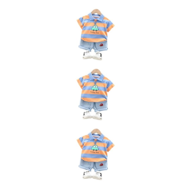 Minnieouse Conjunto de pantalones y camisa con estampado de rayas para niños adorables, conjunto de pantalones cortos para niños y niñas, Type1 NO1