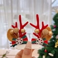 thumbnail image 1 of Pinzas para el cabello de astas navideñas, lindas y exquisitas horquillas de peluche de reno para fiestas navideñas, fiestas de cumpleaños y cosplay, pajarita de copo de nieve n.° 18, astas rojas., 1 of 5