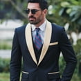 thumbnail image 2 of Men's Suit 3-Piece Shawl Lapel Blazer Jacket Waistcoat Pants Set | Modern Slim Fit | Lightweight Poly-Viscose Blend for Wedding Prom Party, 2 of 7