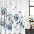 thumbnail image 3 of Blue Teal Dandelion Waterproof Fabric Shower Curtain,Dragonfly Modern Art Watercolor Waterproof Fabric Shower Curtain for Bathroom Curtains Bathtubs Hotel Shower Curtains with 12 Hooks Stall 54x78in, 3 of 8