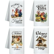 Farm Rooster Decorative Kitchen Towels Set of 4 Soft Absorbent Microfiber Dish Towel for Kitchen Tea Coffee Bar Home Best Gift for Housewarming Christmas Thanksgiving Birthday Colorful