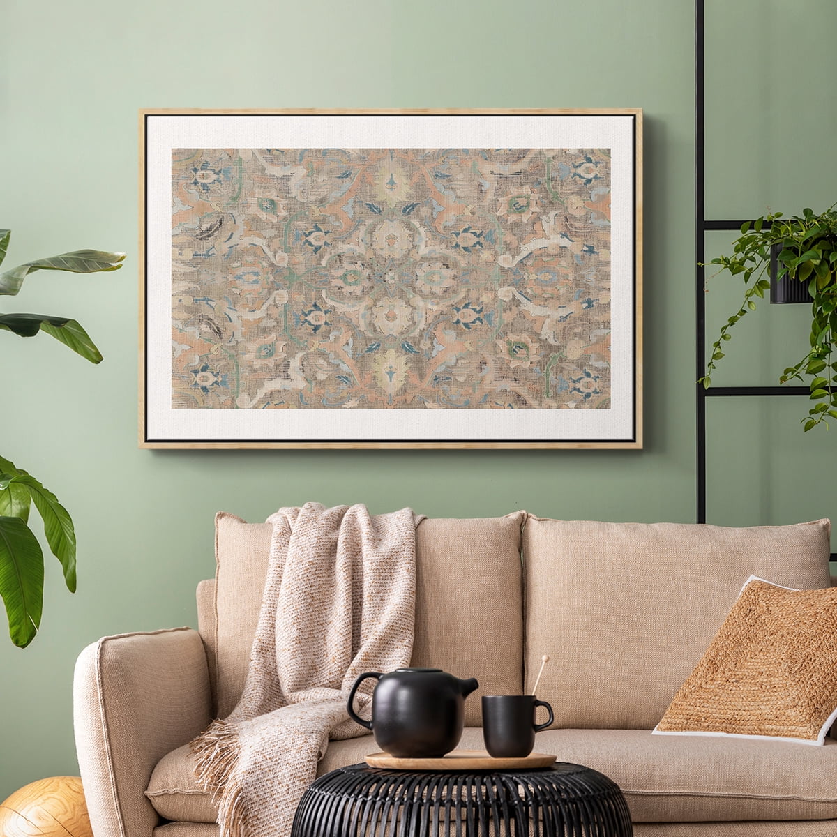 Vintage Abstract Print-II Framed in Natural Wood Wood Gallery Wrapped Canvas 17 in. x 25 in.