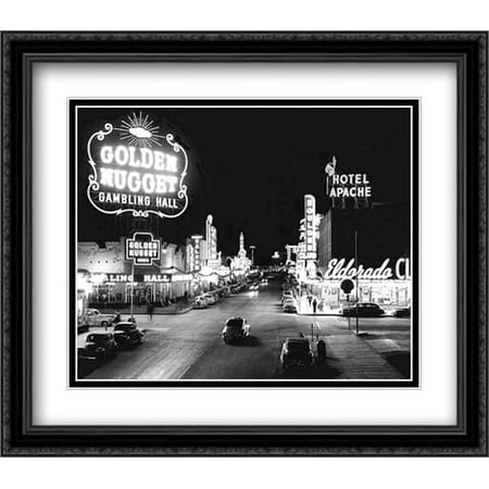 Vintage Vegas 2x Matted 32x26 Large Black Ornate Framed Art Print