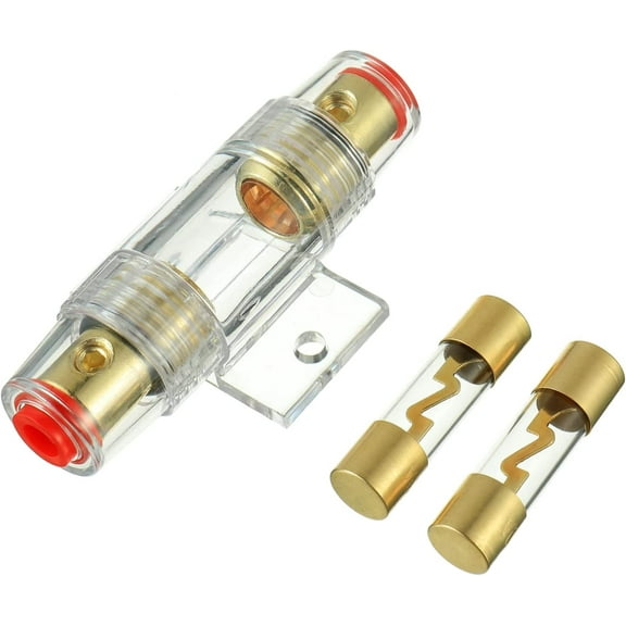 4-8 Gauge AWG in-line 30A AGU Fuse Holder with 30 Amp AGU Fuses for Car Audio, Alarm, Amplifier, Compressors, Waterproof Inline Fuse Holders (30A)