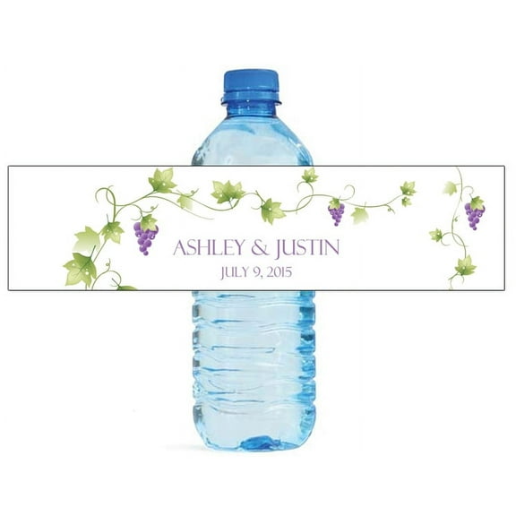 100 Vineyard Wedding Water Bottle Labels Engagement Party 8"x2"