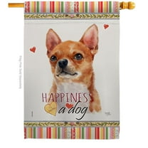 Breeze Decor H110167-BO 28 x 40 in. Dog Shorthair Chihuahua Happiness Double-Sided Decorative Vertical House Flag