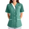 thumbnail image 5 of Fshiont Women's Short Sleeve Scrub Tops Scrubs Tops for Women Housekeeping Uniform Shirts Nurse T Shirt Top Dark Green L, 5 of 5