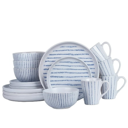 

Stoneware round tableware set Interesting stripe design