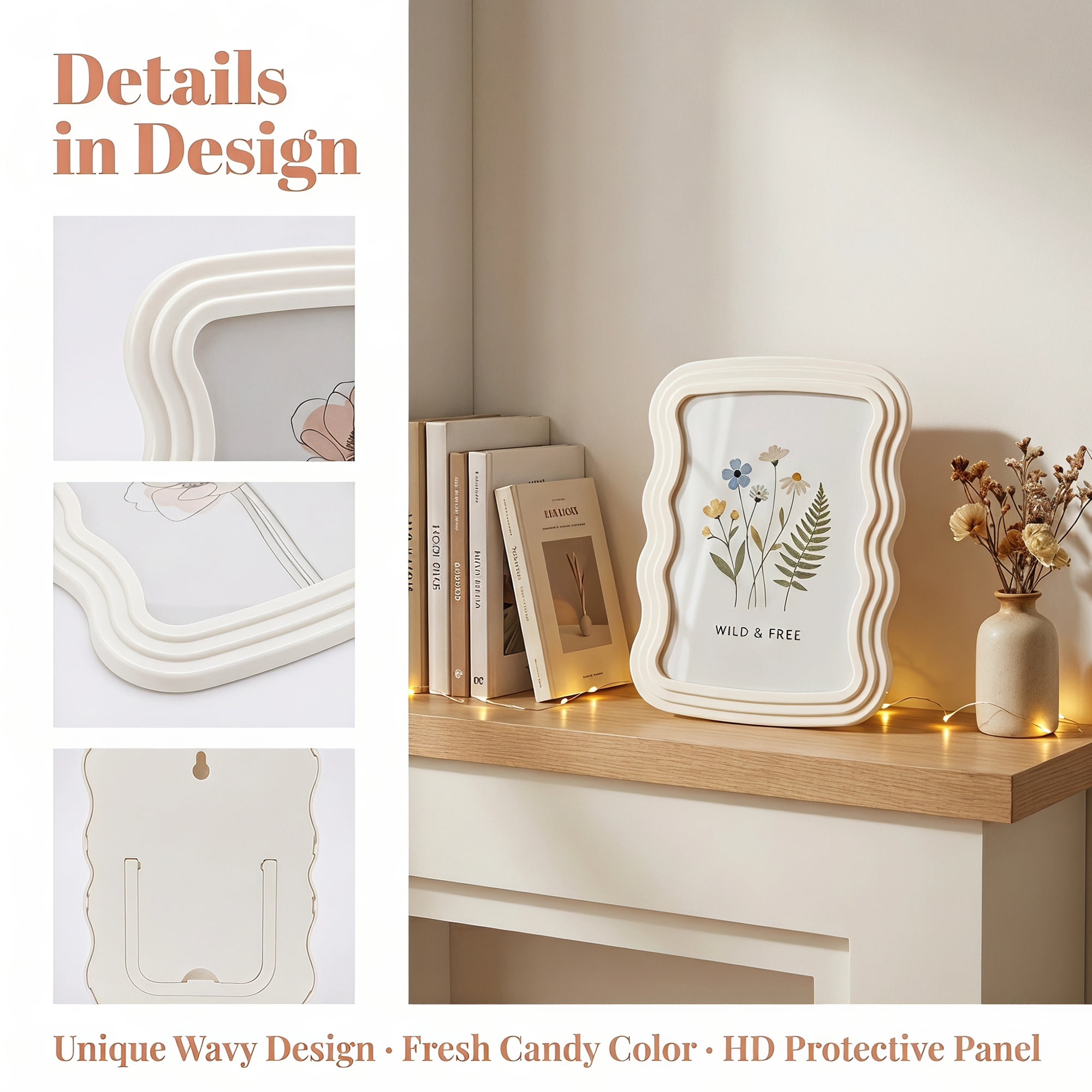 Unique Bargains Wavy Picture Frame Cute Scalloped Plastic Photo Frame White 4" x 6"
