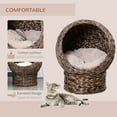 thumbnail image 3 of PawHut Cat Braided Banana Leaf House Enclosure, Designed for Indoors and Includes Super Soft Cotton Bed, 23.5" H, Grey, 3 of 9