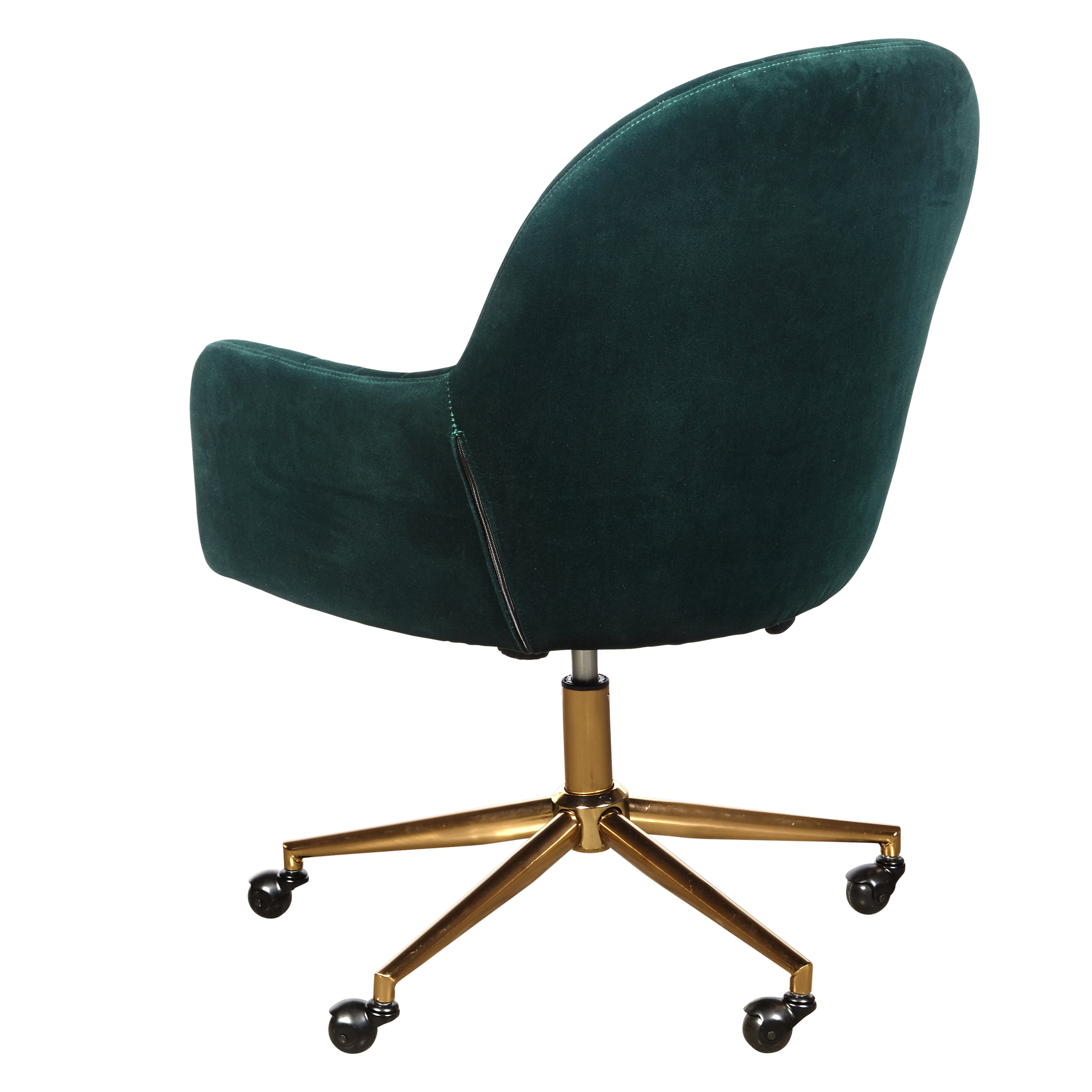upholstered channel tufted office chair in emerald green velvet