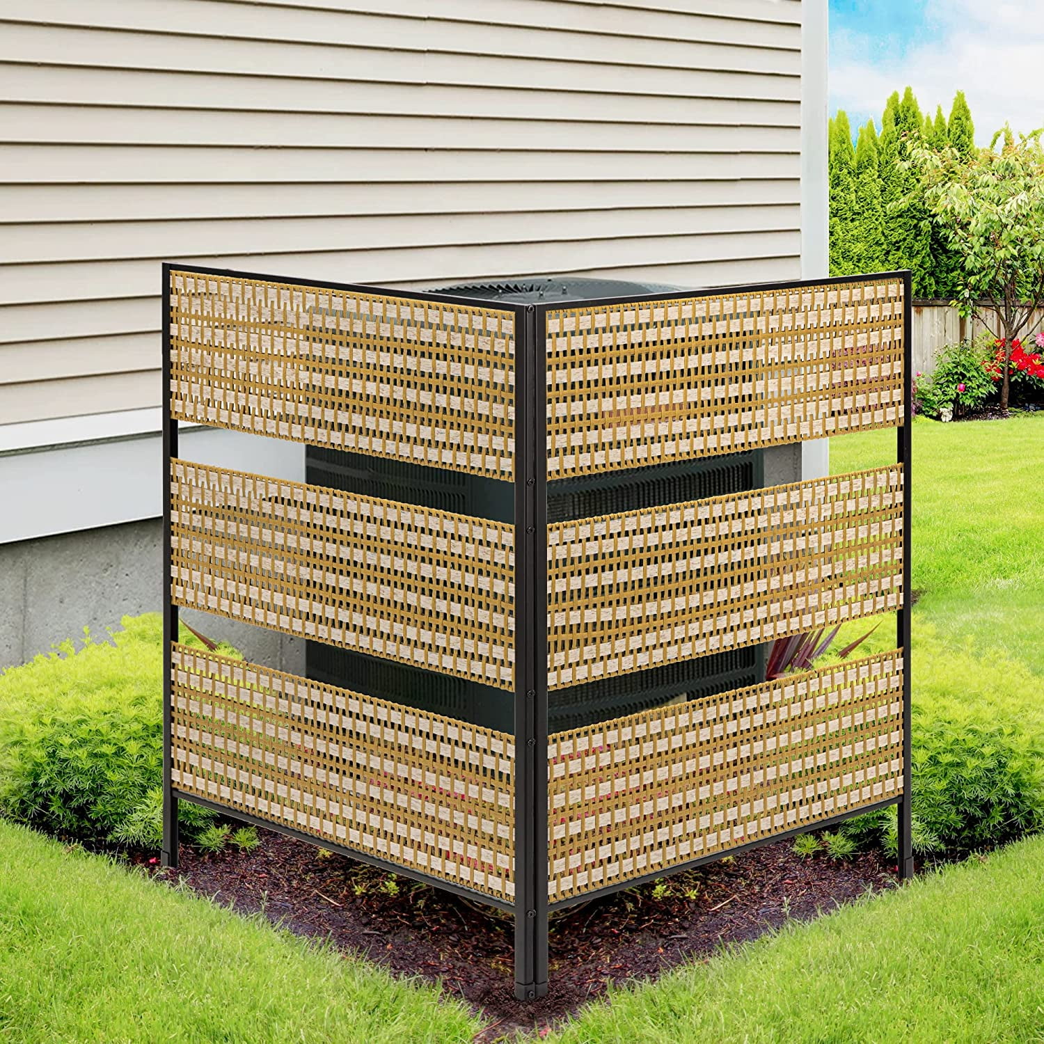 Vinyl No Dig Outdoor Trash Can Enclosure Fence Air Conditioner Hider