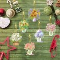 thumbnail image 3 of 6pcs 5D flower diamond painting keychain kit, double-sided diamond art keychain, DIY handmade crafts, children and adult beginners DIY, keys, mobile phones, backpack accessories, 3 of 4