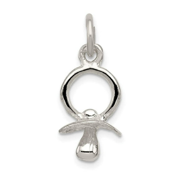 925 Sterling Silver Solid Textured Polished Pacifer Charm 20x10mm Wide Pendant Necklace for Women