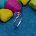 thumbnail image 4 of Two Love Heart 5 MM Amethyst 925 Sterling Silver Mother's Day Gift Ring, 4 of 5