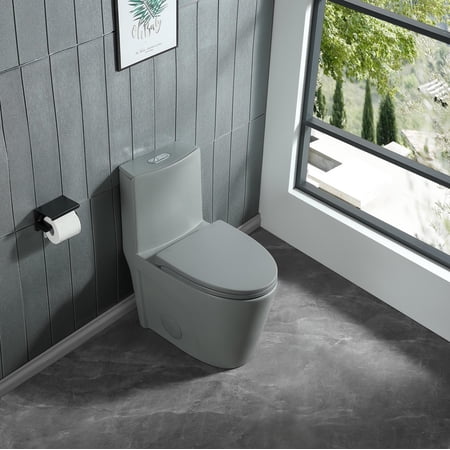 Keazile 16 1/8 inch Seat Height 1.1/1.6 GPF Dual Flush One Piece Elongated Toilet,Soft-Close Seat