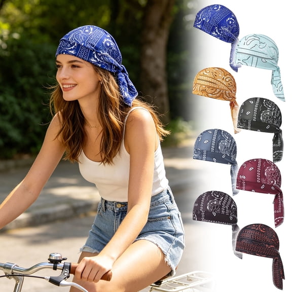 bravefron Paisley Cooling Headscarf Cap Cooling Pirate Head Wrap Lightweight Stretch Cycling Sports Moisture Wicking Elastic Bandana Hat for Men Women